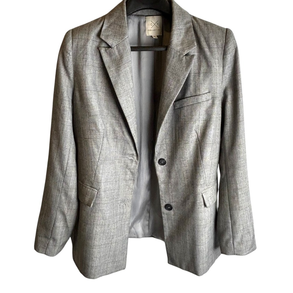 Gray Glen Plaid Blazer M Prince of Wales Notch Lapel Academia Office Gentle Fawn - Picture 6 of 16